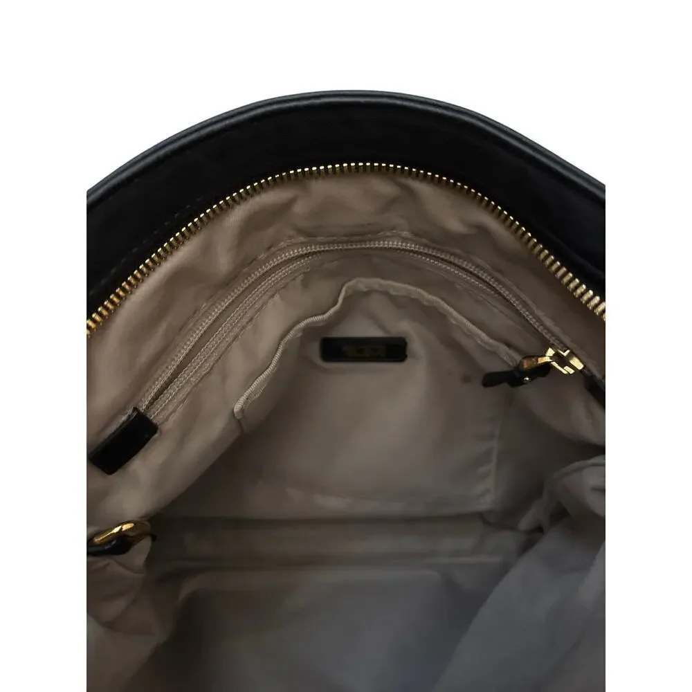 Vintage TUMI Black Leather Crossbody Bag Adjustable Strap